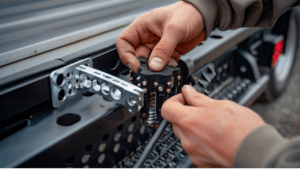 connecting 7-way trailer wiring plug to truck before towing