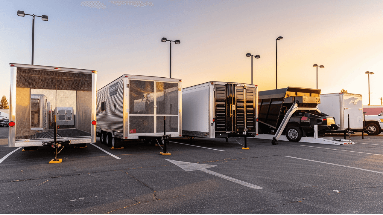 multiple trailer types rental lot Austin