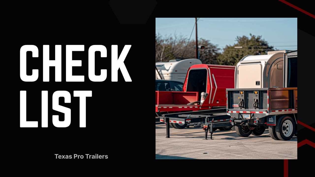 trailer rental checklist Austin showing utility and dump trailers on rental lot