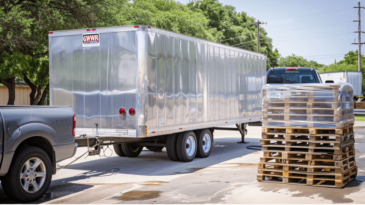 trailer GVWR capacity and safe towing example with enclosed cargo trailer and pickup