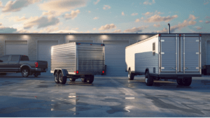 comparing U-Haul vs local trailer rentals in Austin with two enclosed cargo trailers